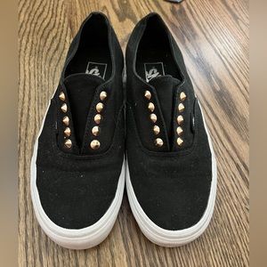Black Gore Vans Slip Ons women’s 9.5, men’s 8 studs